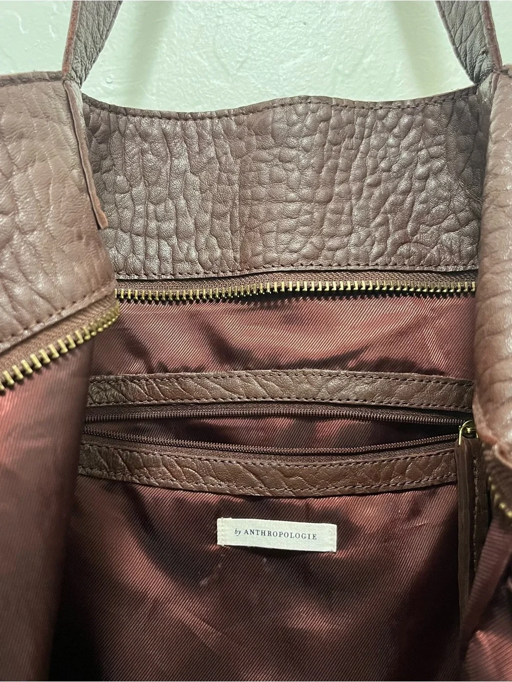 Anthropologie Everyday Leather Tote Bag Brown Chocolate Slouchy Shoulder Hobo